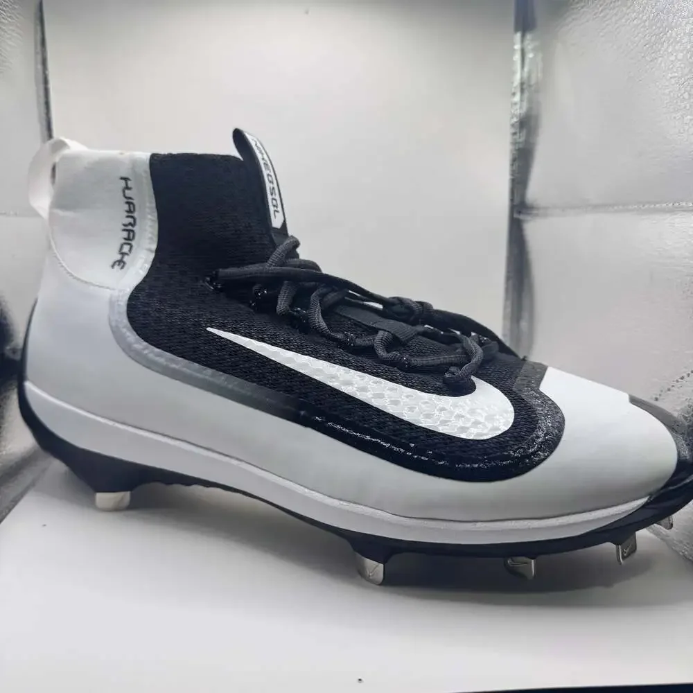 Nike Air Huarache 2K Filth Elite Mid Metal Baseball Cleats, Black/White